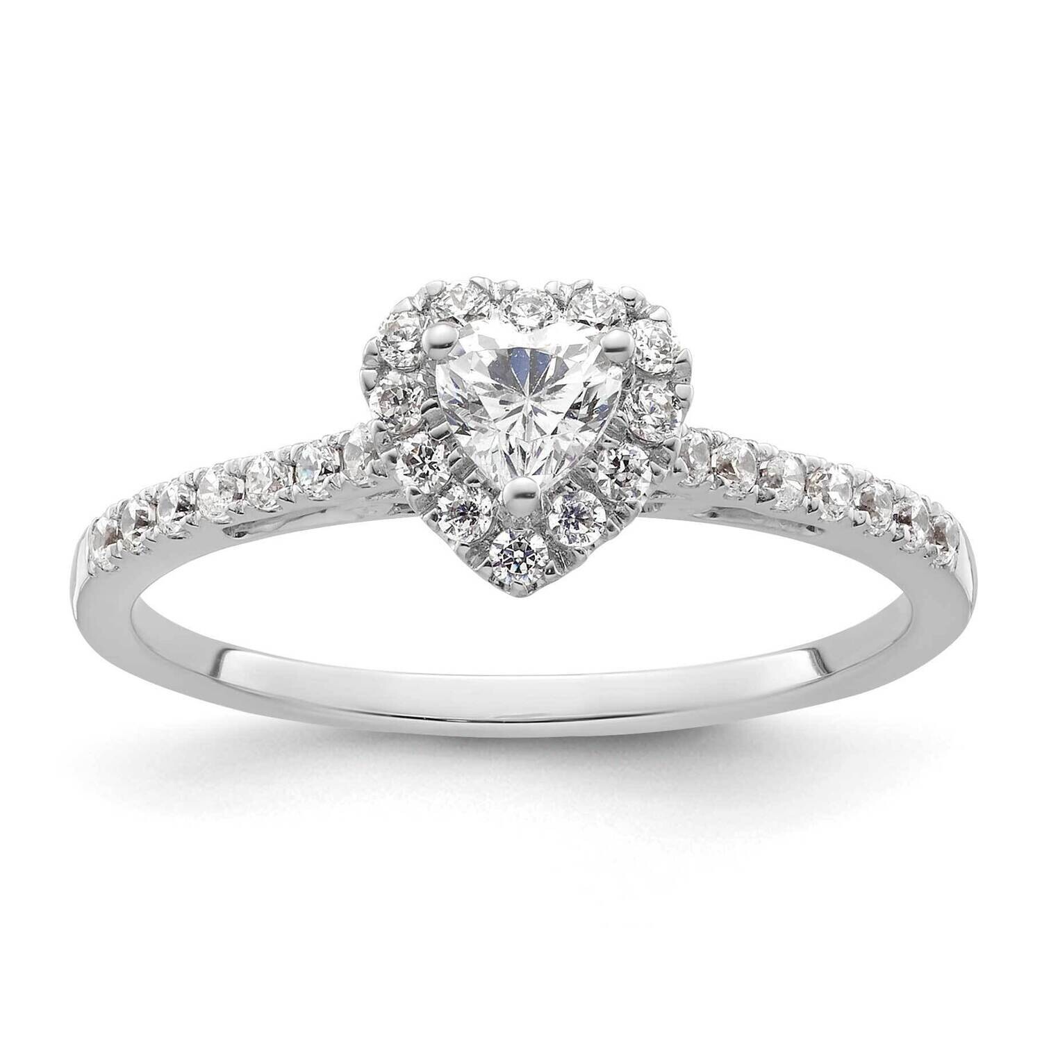 Halo Holds 1/4 Carat 4mm Heart Center 1/4 Carat Diamond Semi-Mount Engagement Ring 14k White Gold R…