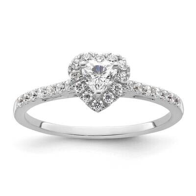 Halo Holds 1/4 Carat 4mm Heart Center 1/4 Carat Diamond Semi-Mount Engagement Ring 14k White Gold R…