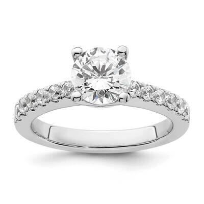Holds 1.25 Carat 7.00mm Round Center 3/8 Carat Diamond Semi-Mount Engagement Ring 14k White Gold RM…