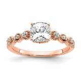 Holds 1 Carat 6.00mm Cushion Center 1/8 Carat Diamond Semi-Mount Engagement Ring 14k Rose Gold RM78…