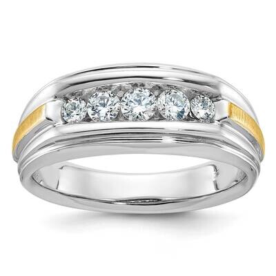 Ibgoodman Men&#39;s Polished Satin Grooved 5-Stone Ring Mounting 14k Two-Tone Gold B58450-4WY by IBGood…