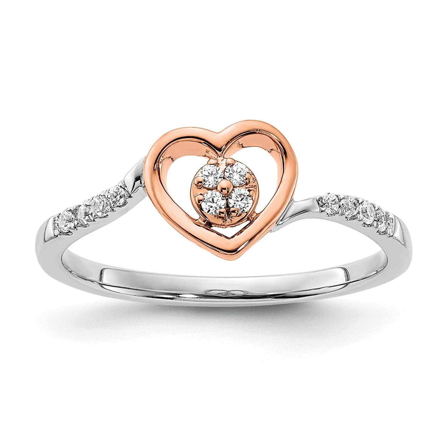First Promise Rose Gold Heart Cluster 1/10 Carat Diamond Complete Promise/Engagement Ring 14k White…