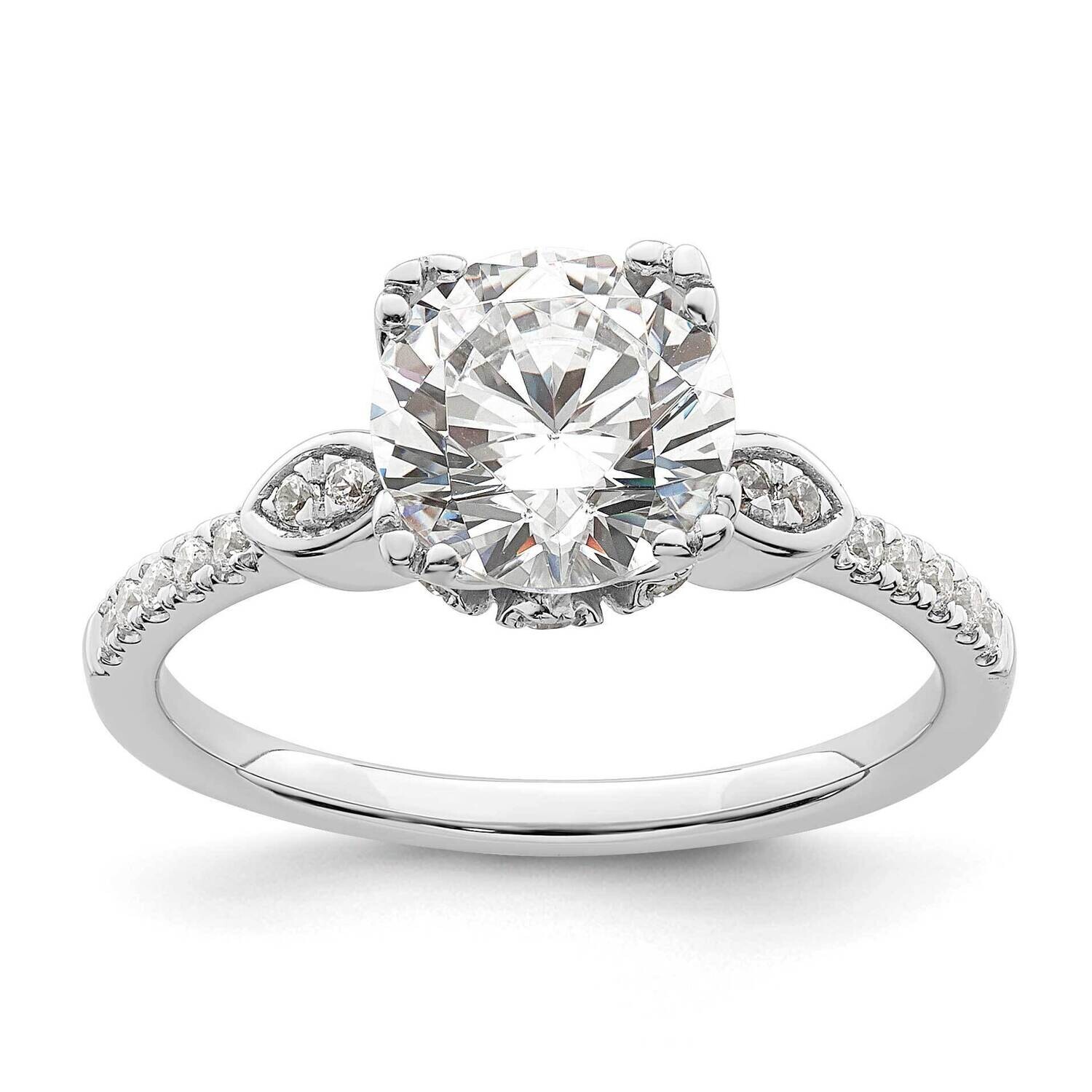 Holds 2 Carat 8.2mm Round Center 1/4 Carat Diamond Semi-Mount Engagement Ring 14k White Gold RM7816…