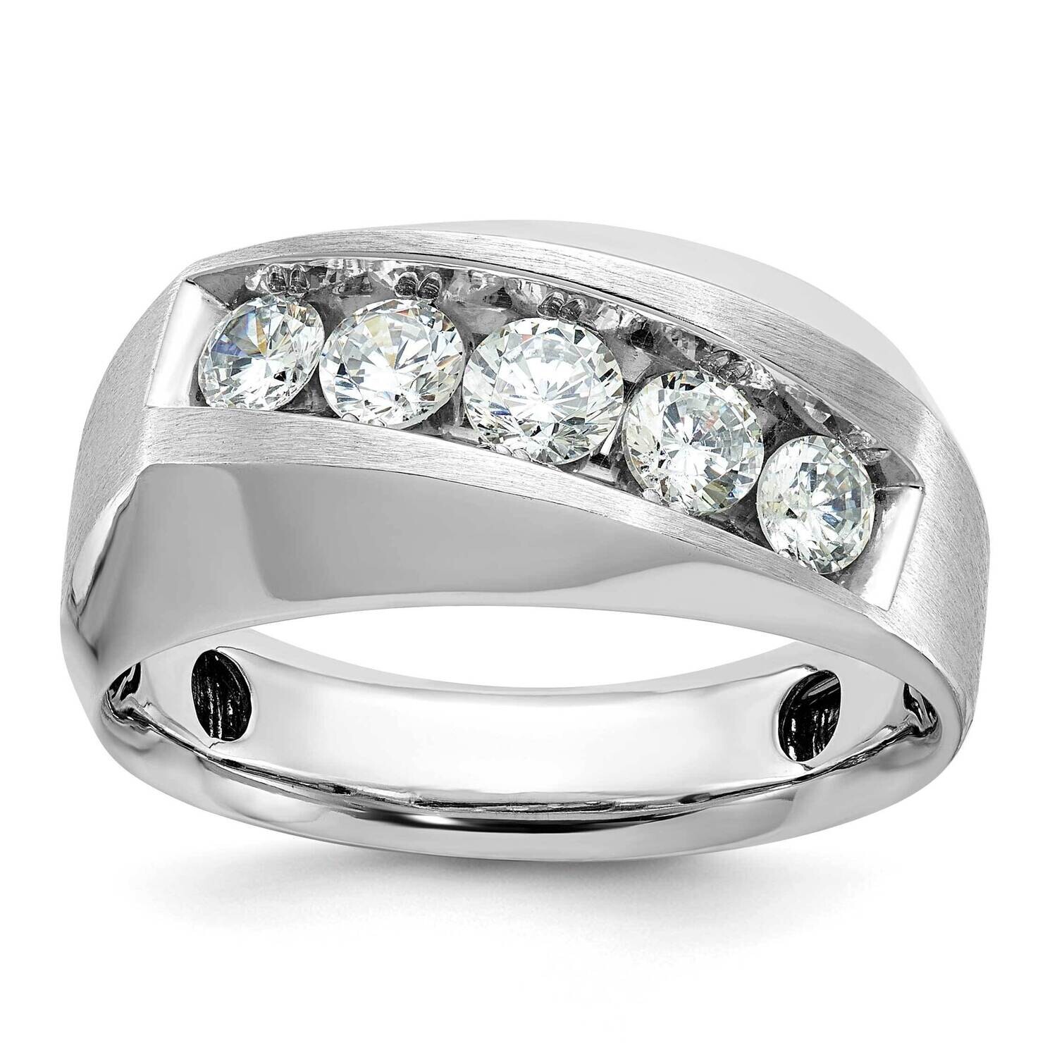 Ibgoodman Men&#39;s Polished &amp; Satin 5-Stone Ring Mounting 14k White Gold B63121-4W by IBGoodman, MPN: …