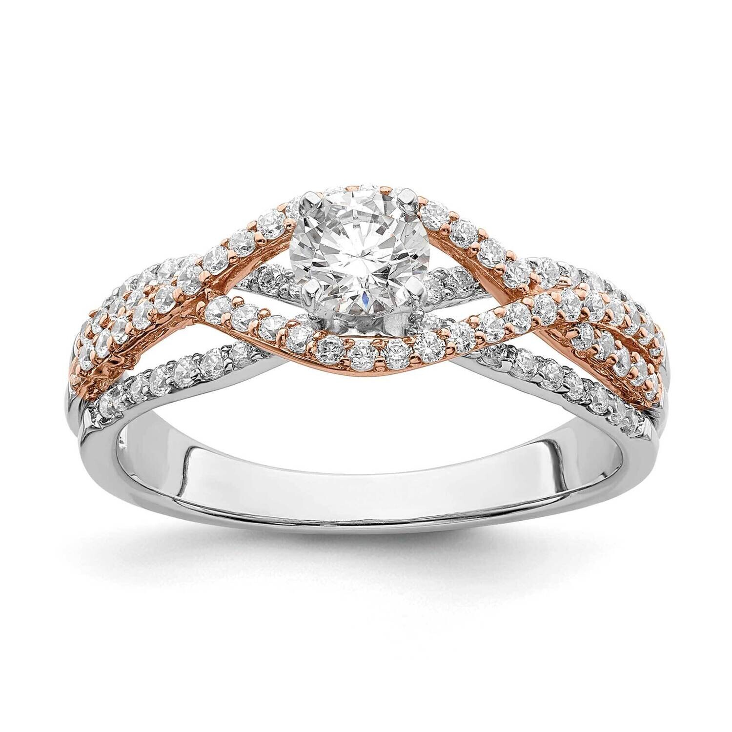 Rose Gold Twist Peg Set 1/2 Carat Diamond Semi-Mount Engagement Ring 14k White Gold RM6451E-049-WRA…