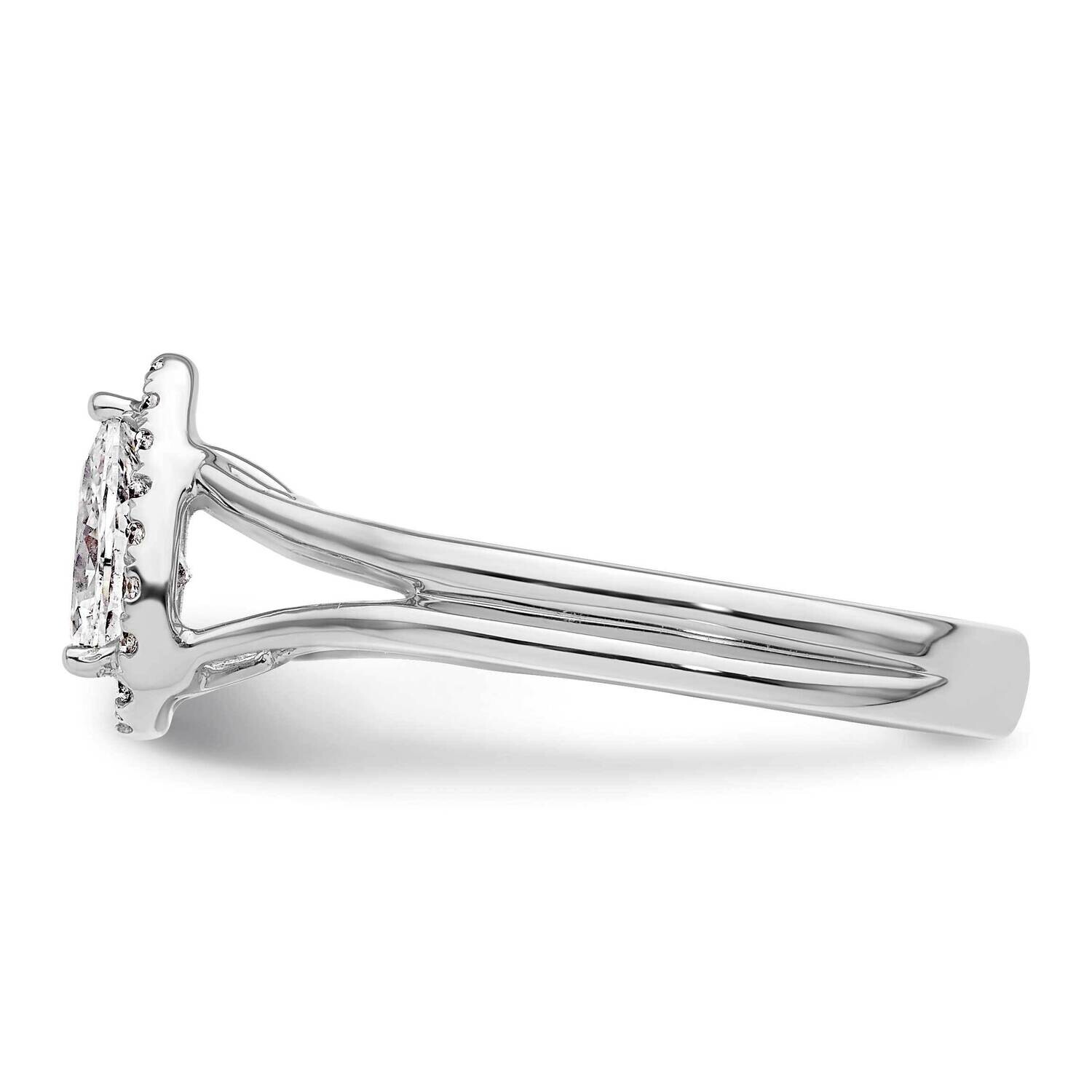 Halo Holds 1/2 Carat 7X4.5mm Pear Center 1/10 Carat Diamond Semi-Mount Split Shank Engagement Ring …