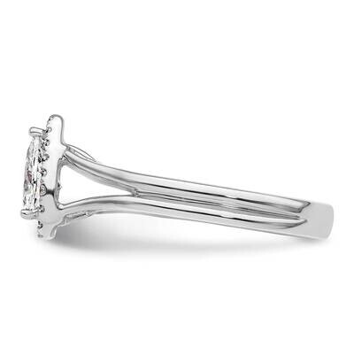 Halo Holds 1/2 Carat 7X4.5mm Pear Center 1/10 Carat Diamond Semi-Mount Split Shank Engagement Ring …