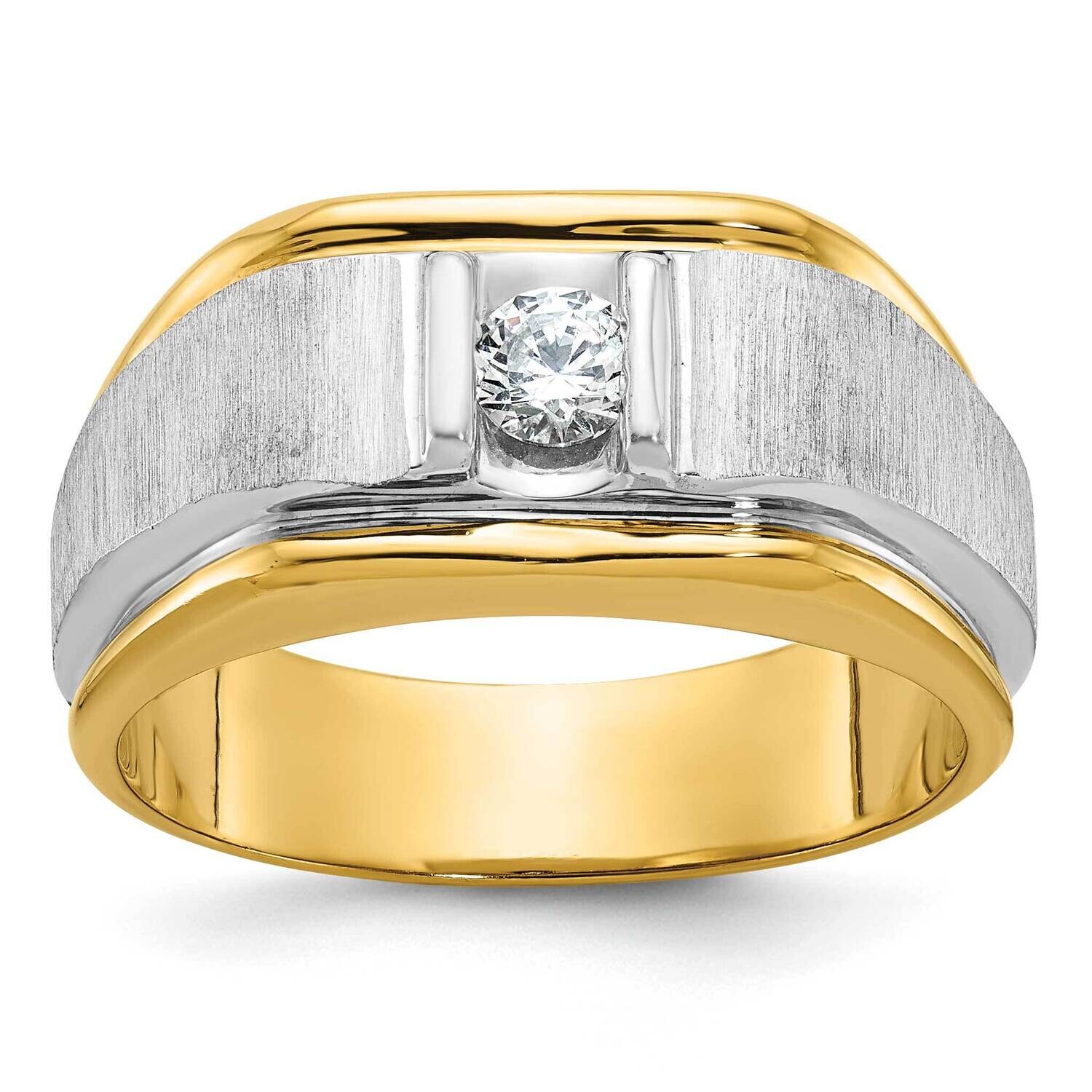 Ibgoodman Men&#39;s Polished Satin Diamond Ring Mounting 14k Two-Tone Gold B58379-4YW by IBGoodman, MPN…