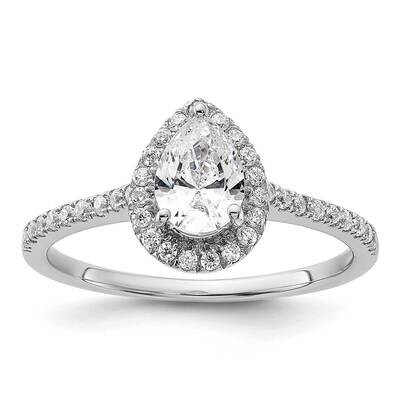 Halo Plus Holds 3/4 Carat 7.1X4.7mm Pear Center 1/4 Carat Diamond Semi-Mount Engagement Ring 14k Wh…