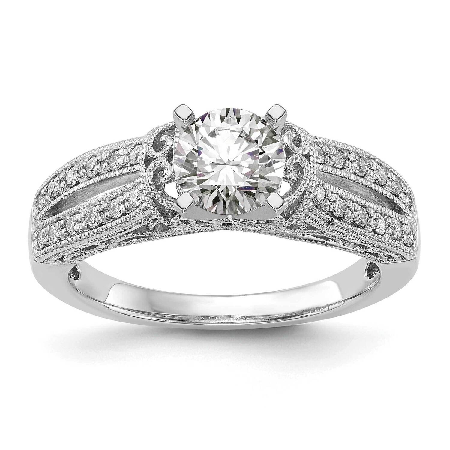 Peg Set 1/6 Carat Diamond Semi-Mount Engagement Ring 14k White Gold RM2805E-017-WAA