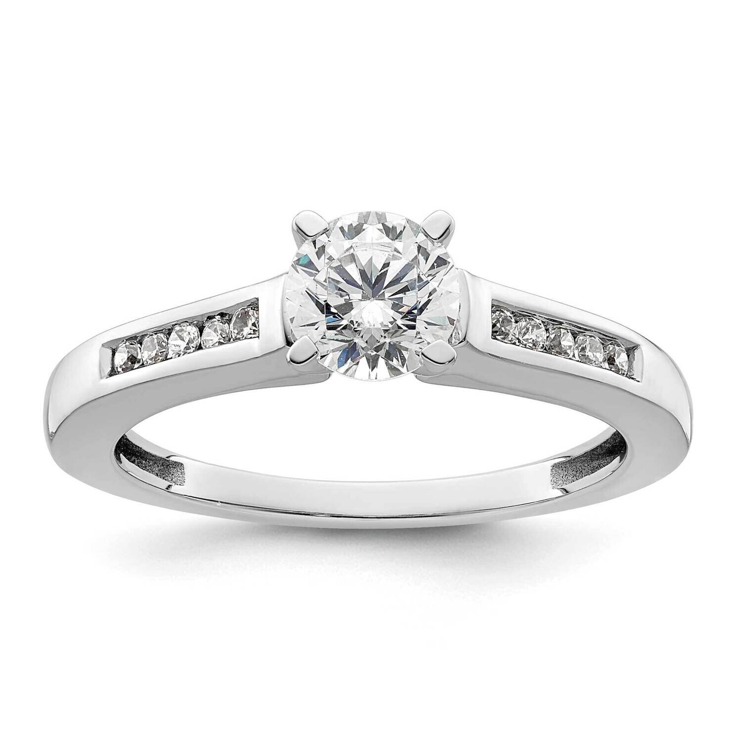 Peg Set 1/10 Carat Channel-Set Diamond Semi-Mount Engagement Ring 14k White Gold RM2670E-010-WAA