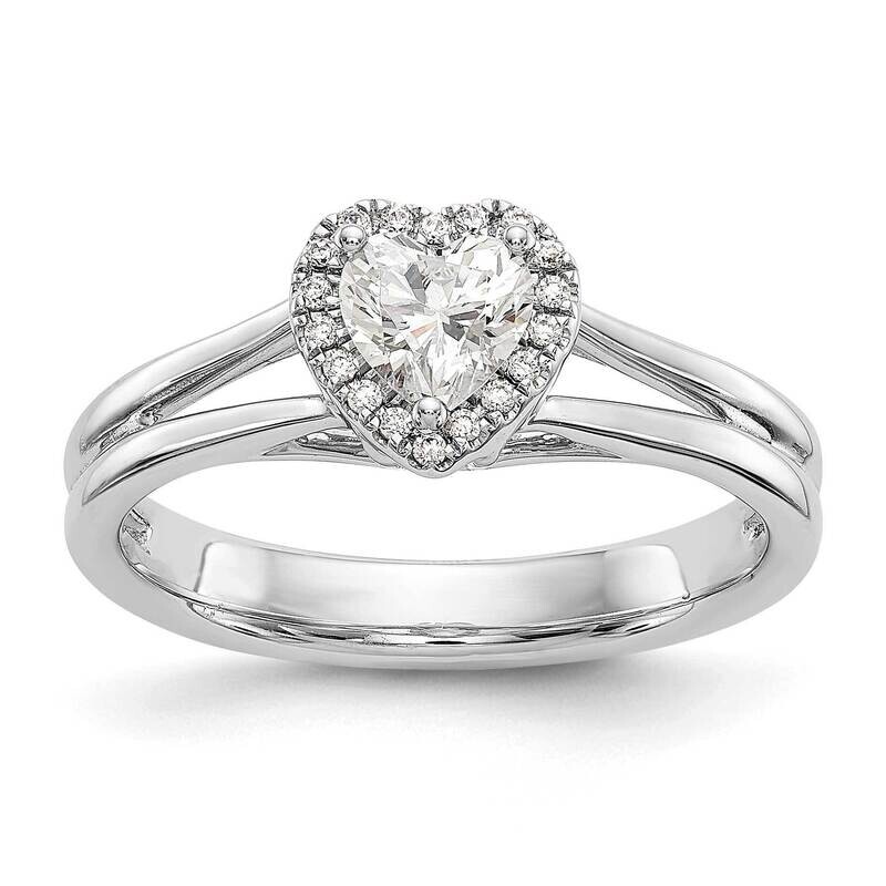 Halo Holds 1/4 Carat 4.2mm Heart Center 1/20 Carat Diamond Semi-Mount Split Shank Engagement Ring 1…