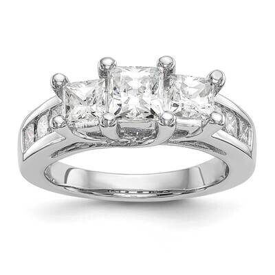3-Stone Plus Holds 1 Carat 5.5mm Princess Center 2-4.5mm Princess Sides Diamond Semi-Mount Engageme…