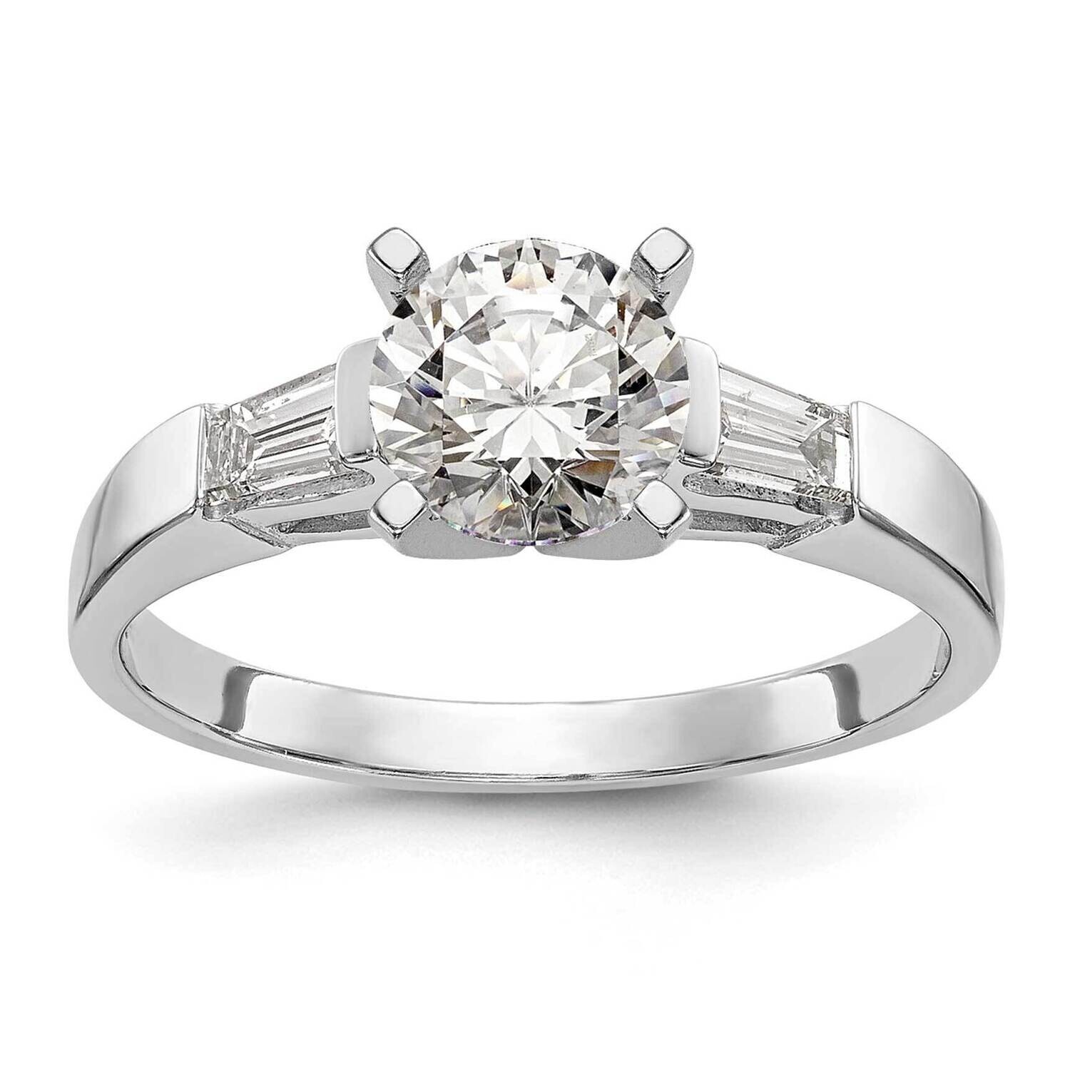 3-Stone Diamond Peg Set Includes 2-Baquette Side Stones Engagement Ring No Head 14k White Gold RM30…