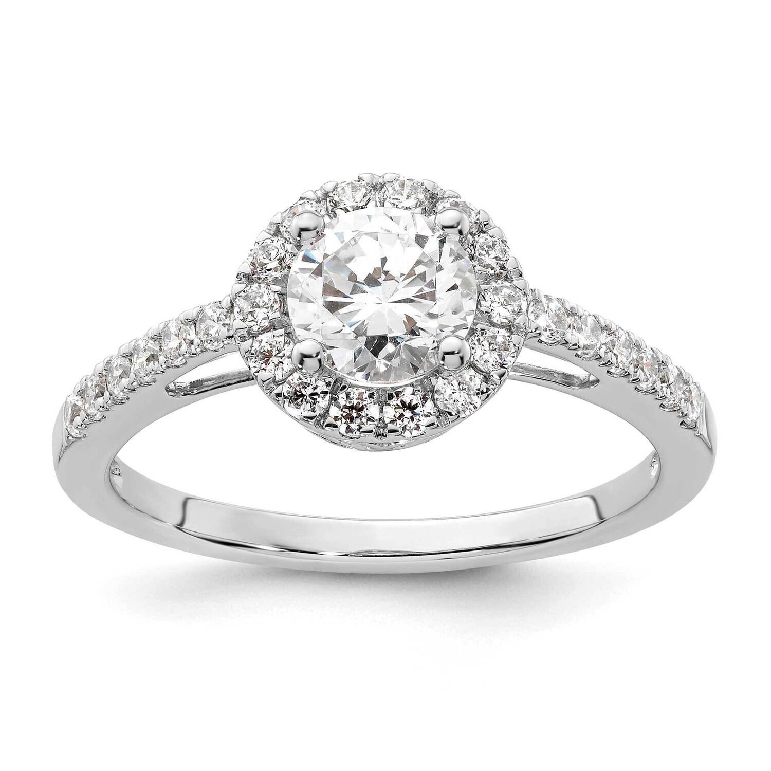 Halo Plus Holds 3/4 Carat 5.8mm Round Center 3/8 Carat Diamond Semi-Mount Engagement Ring 14k White…