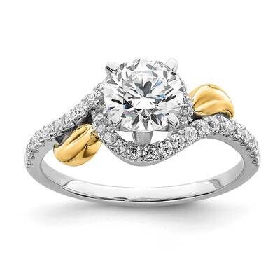 By-Pass Holds 1 Carat 6.5mm Round Center 1/3 Carat Diamond Semi-Mount Engagement Ring 14k Two-Tone …