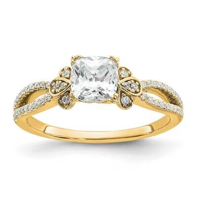 Split Shank Holds 3/4 Carat 5.4mm Cushion Center 1/6 Carat Diamond Semi-Mount Engagement Ring 14k G…