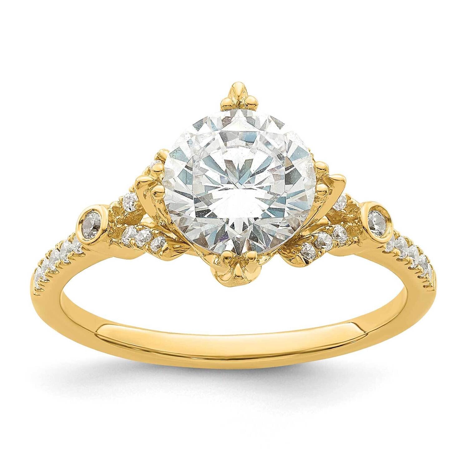 Holds 1.5 Carat 7.5mm Round Center 1/6 Carat Diamond Semi-Mount Engagement Ring 14k Gold RM7834E-15…