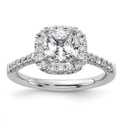 Halo Holds 1.5 Carat 6.8mm Cushion Center 1/2 Carat Diamond Semi-Mount Engagement Ring 14k White Go…