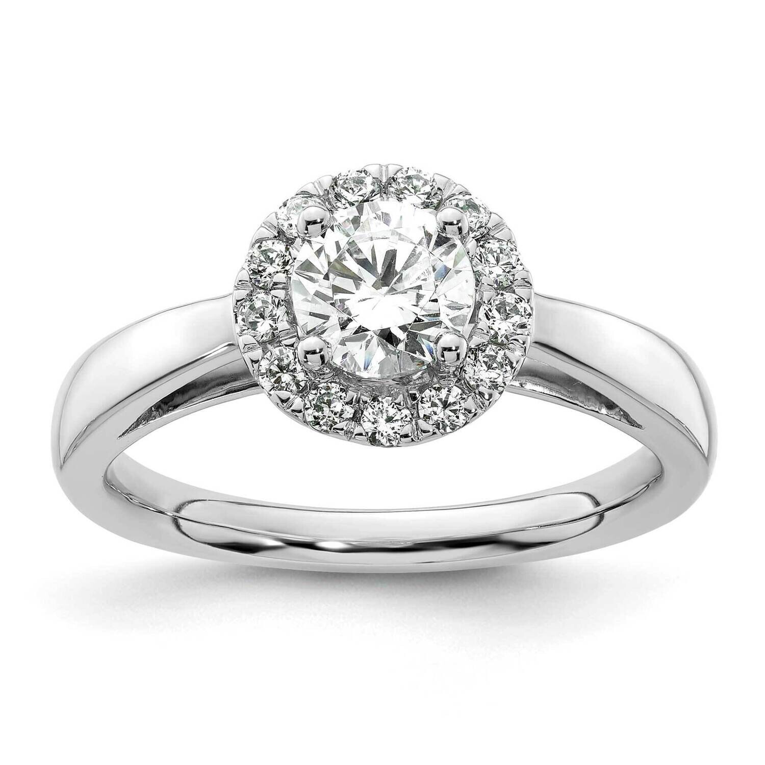 Halo Holds 3/4 Carat 5.8mm Round Center 1/4 Carat Diamond Semi-Mount Engagement Ring 14k White Gold…