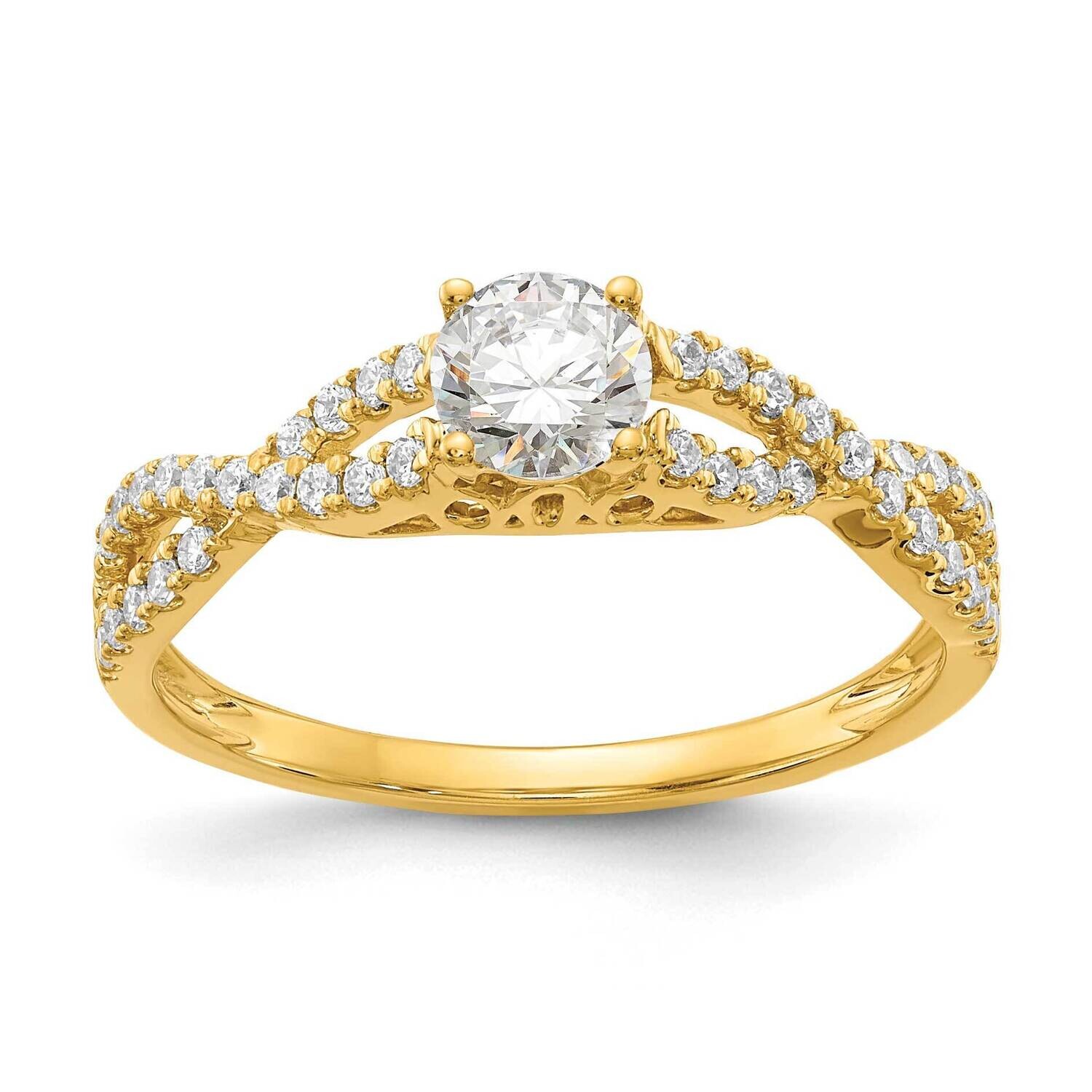 Criss-Cross Holds 3/8 Carat Round Center 1/4 Carat Diamond Semi-Mount Engagement Ring 14k Gold RM59…