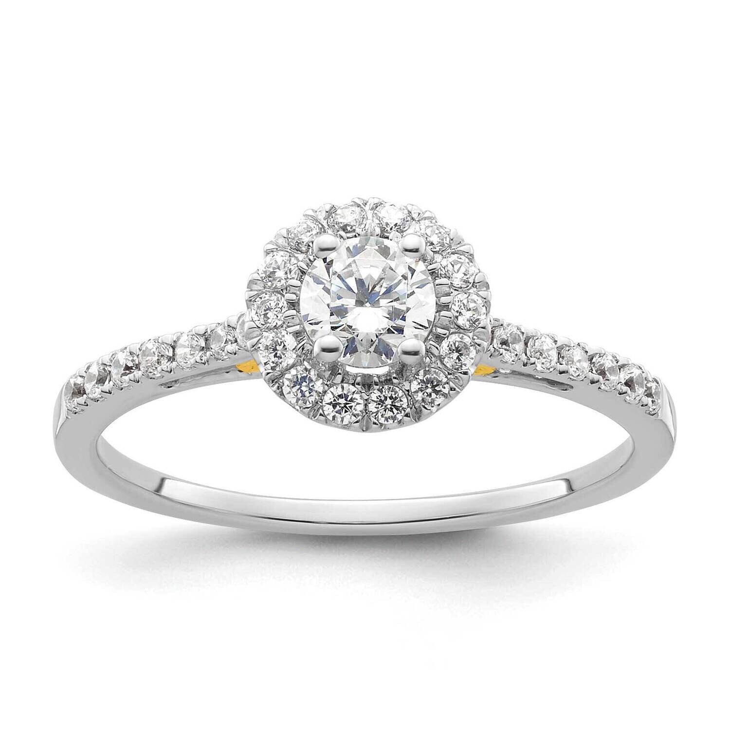 Halo Holds 1/4 Carat 4.1mm Round Center 1/4 Carat Diamond Semi-Mount Engagement Ring 14k Two-Tone G…