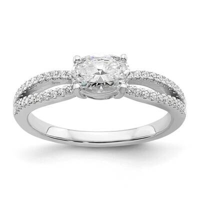 East West Holds 3/4 Carat 7.1X5.4mm Oval Center 1/6 Carat Diamond Semi-Mount Engagement Ring 14k Wh…
