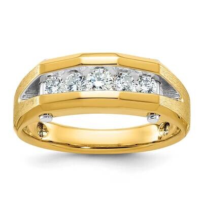 Ibgoodman Men&#39;s Polished Satin 5-Stone 1/2 Carat A Quality Diamond Ring 10k Two-Tone Gold B63599-0Y…