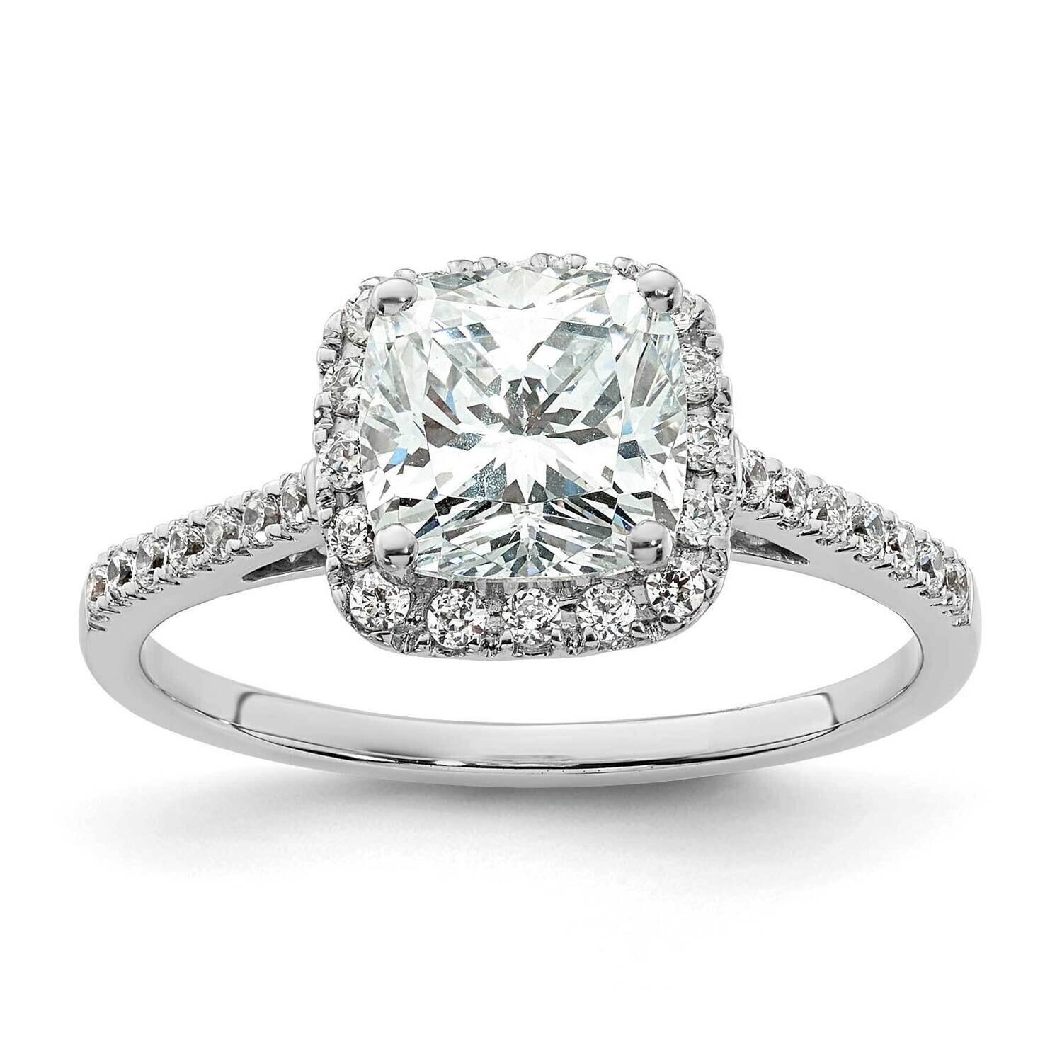 Halo Holds 1.75 Carat 6.9mm Cushion Center 1/4 Carat Diamond Semi-Mount Engagement Ring 14k Two-Ton…