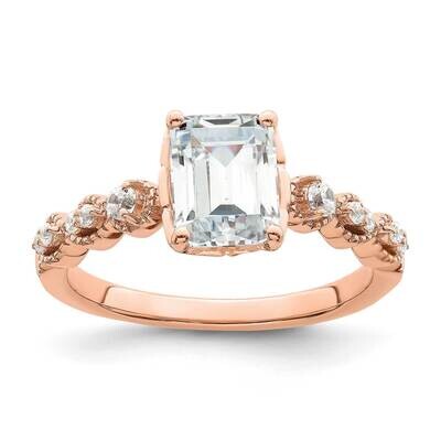 Holds 1.5 Carat 8X6mm Emerald-Cut Center 1/6 Carat Diamond Semi-Mount Engagement Ring 14k Rose Gold…