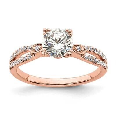 2-Row Holds 1 Carat 6.5mm Round Center 1/6 Carat Diamond Semi-Mount Engagment Ring 14k Rose Gold RM…