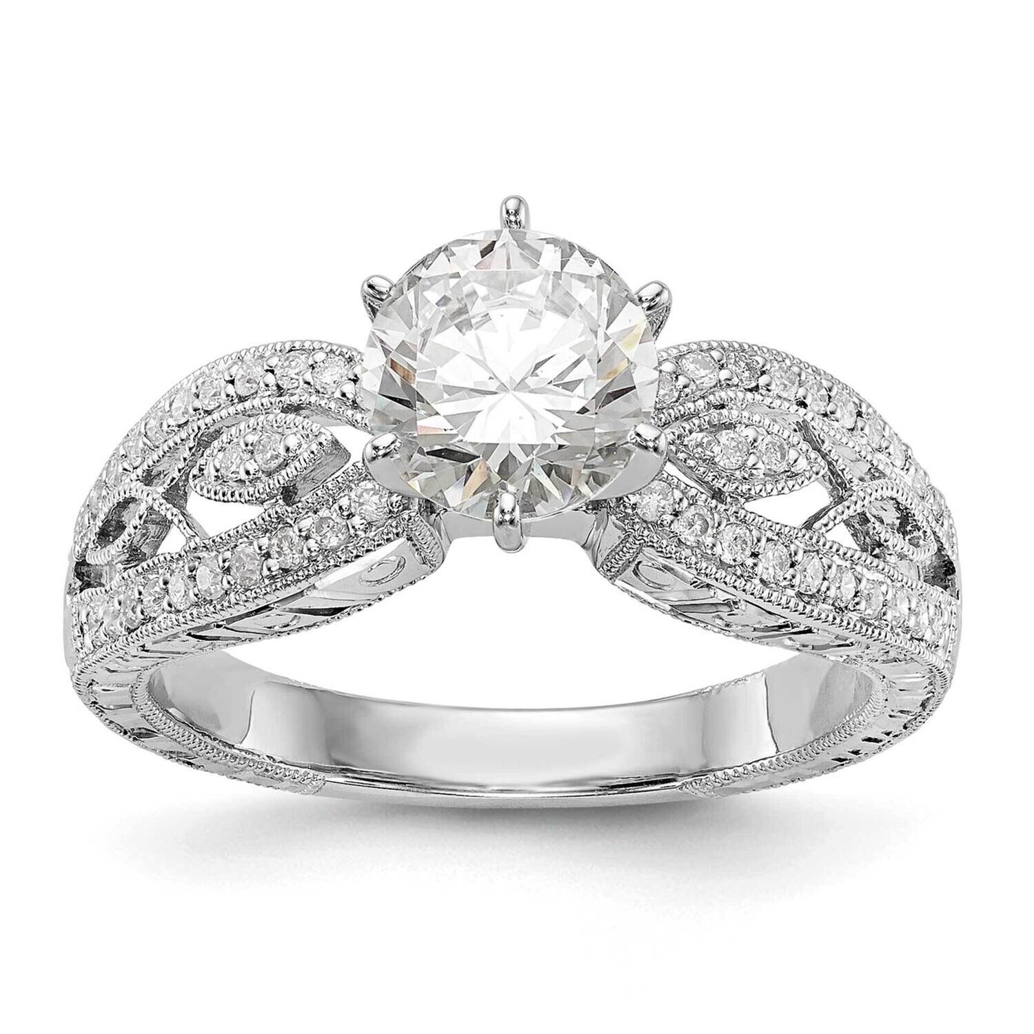Vintage Peg Set 1/5 Carat Diamond Semi-Mount Engagement Ring 14k White Gold RM2843E-021-WAA, MPN: R…