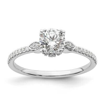 Holds 3/4 Carat 5.8mm Round Center 1/6 Carat Diamond Semi-Mount Engagement Ring 14k White Gold RM78…