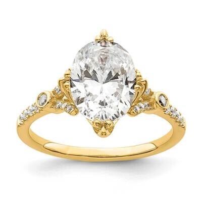 Holds 2 Carat 10X7.5mm Oval Center 1/6 Carat Diamond Semi-Mount Engagement Ring 14k Gold RM7835E-20…