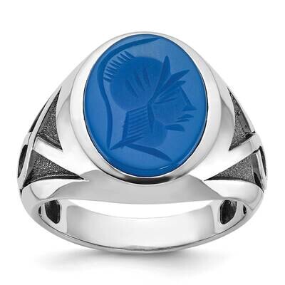 Ibgoodman Men&#39;s Black Rhodium Blue Agate Complete Ring 14k White Gold B52143-4WBX by IBGoodman, MPN…