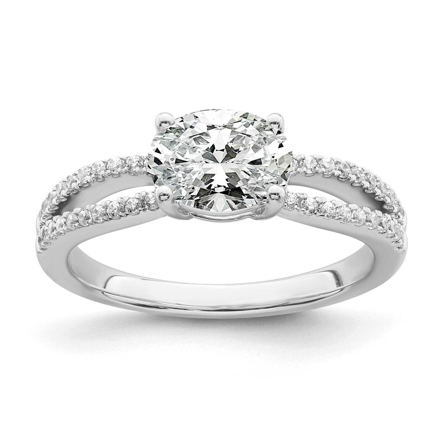 East West Holds 1 Carat 8.00X6.1mm Oval Center 1/5 Carat Diamond Semi-Mount Engagement Ring 14k Whi…