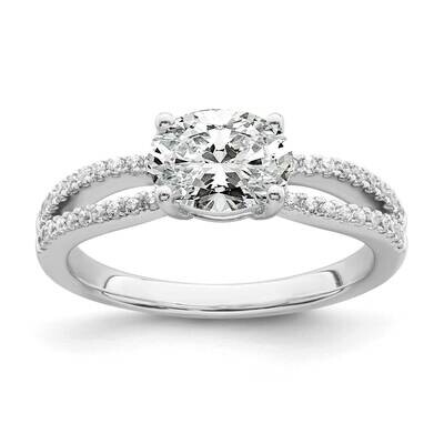 East West Holds 1 Carat 8.00X6.1mm Oval Center 1/5 Carat Diamond Semi-Mount Engagement Ring 14k Whi…