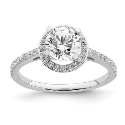 Vintage Halo Holds 1 Carat 6.5mm Round Center 1/3 Carat Diamond Semi-Mount Engagement Ring 14k Whit…