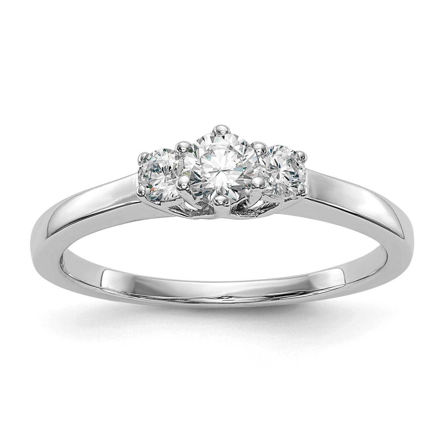 3-Stone Holds 1/4 Carat 4.1mm Round Center Includes 2-2.7mm Round Side Diamonds Semi-Mount Engageme…