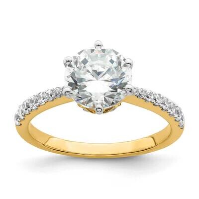 Leaf Design Holds 2 Carat 8.2mm Round Center 1/3 Carat Diamond Semi-Mount Engagement Ring 14k Gold …