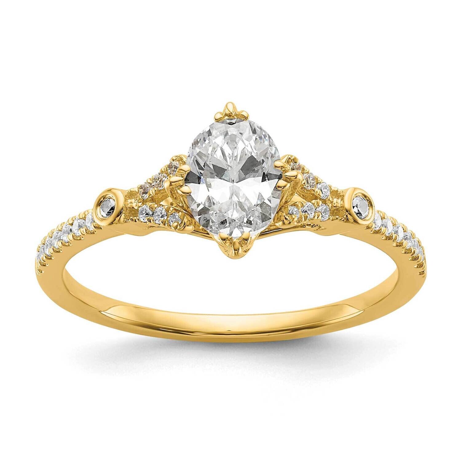 Holds 1/2 Carat 6.4X4.9mm Oval Center 1/8 Carat Diamond Semi-Mount Engagement Ring 14k Gold RM7835E…
