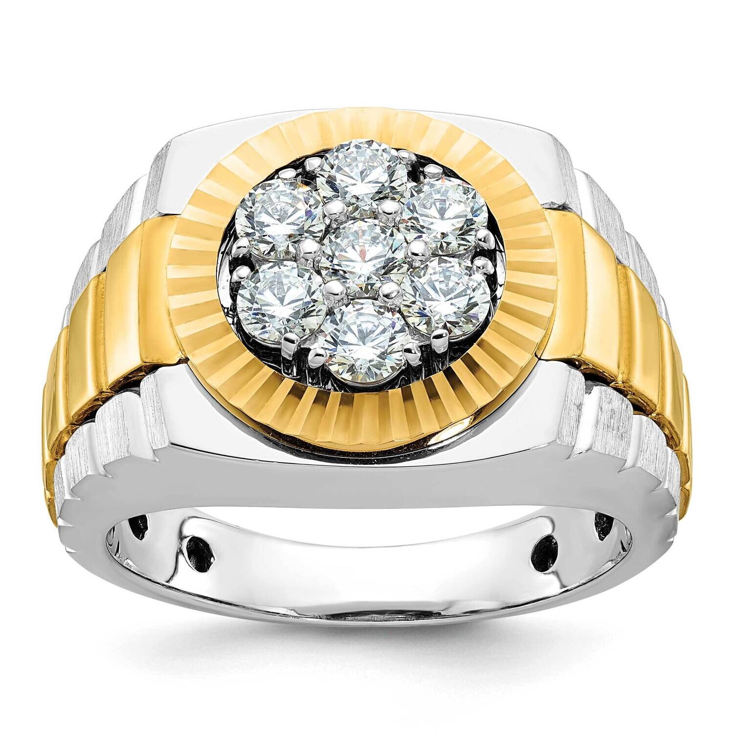 Ibgoodman Men&#39;s Polished Satin Textured 1 Carat A Quality Diamond Ring 10k Two-Tone Gold B59119-0WY…