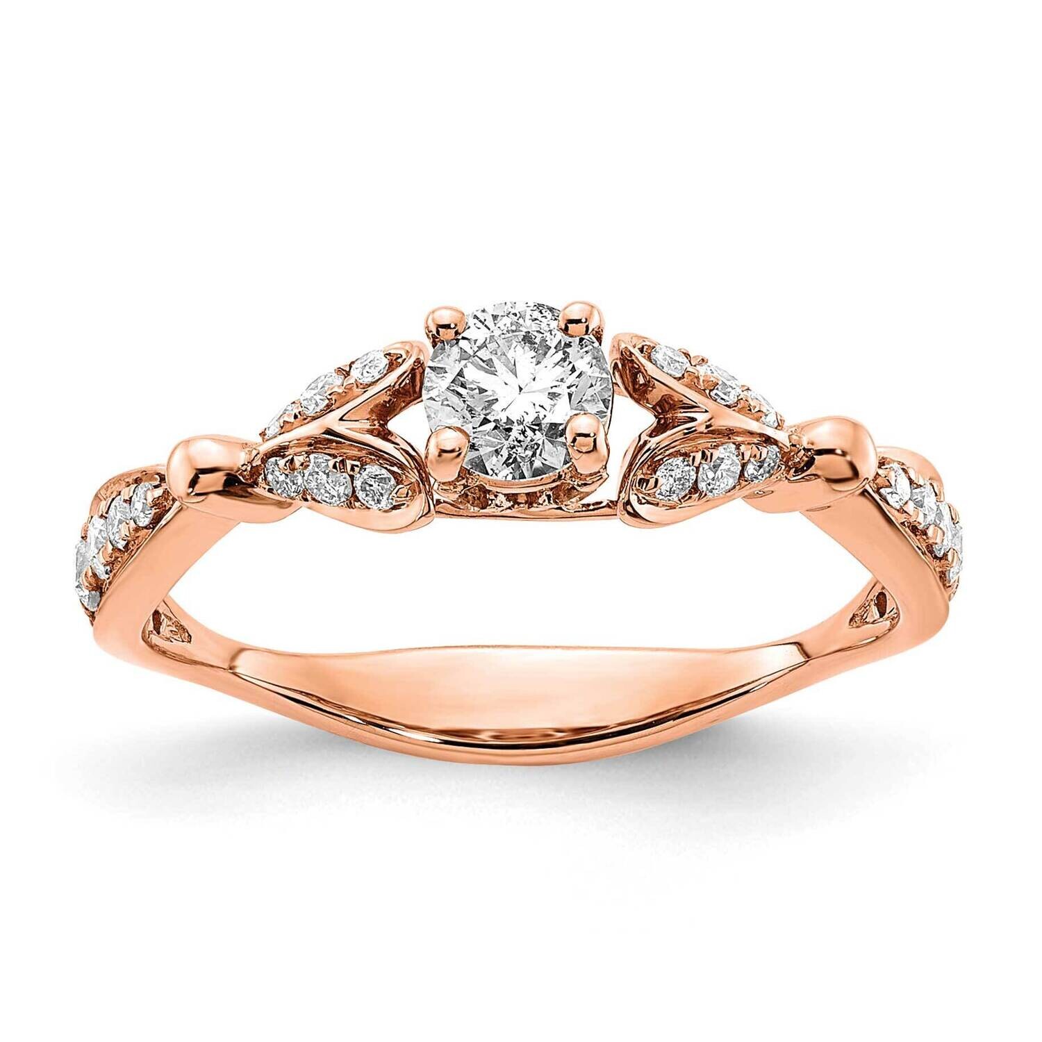 Two Hearts Holds 1/2 Carat 4.5mm Round Center 1/4 Carat Diamond Semi-Mount Engagement Ring 14k Rose Gold RM5902E-033-RAA