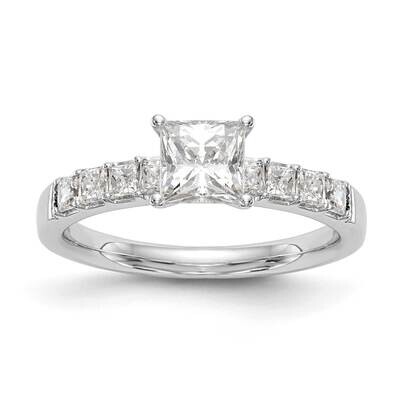 Holds 1/2 Carat 4.3mm Princess Center 3/8 Carat Diamond Semi-Mount Engagement Ring 14k White Gold R…