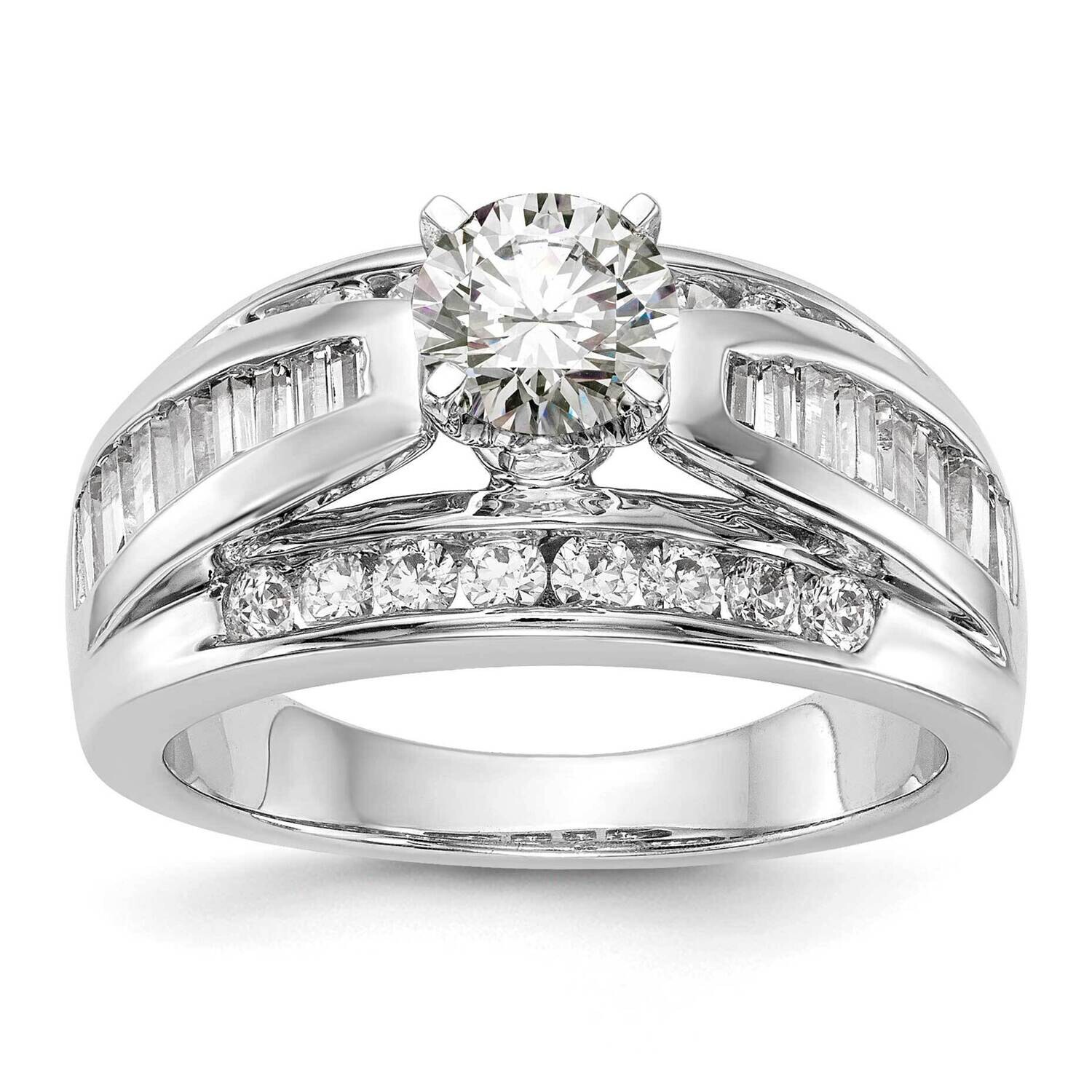 Peg Set 1 Carat Channel-Set Round/Baguette Diamond Semi-Mount Engagement Ring 14k White Gold RM2906…