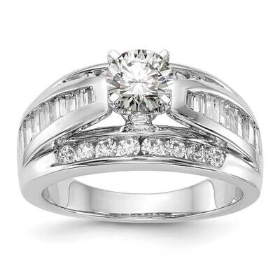 Peg Set 1 Carat Channel-Set Round/Baguette Diamond Semi-Mount Engagement Ring 14k White Gold RM2906…