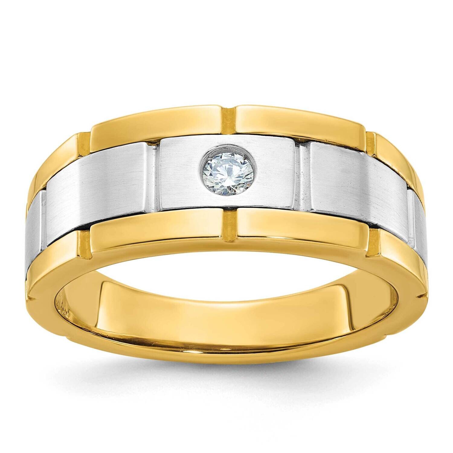 Ibgoodman Men&#39;s Polished Satin Grooved Ring Mounting 10k Two-Tone Gold B63902-0YW by IBGoodman, MPN…