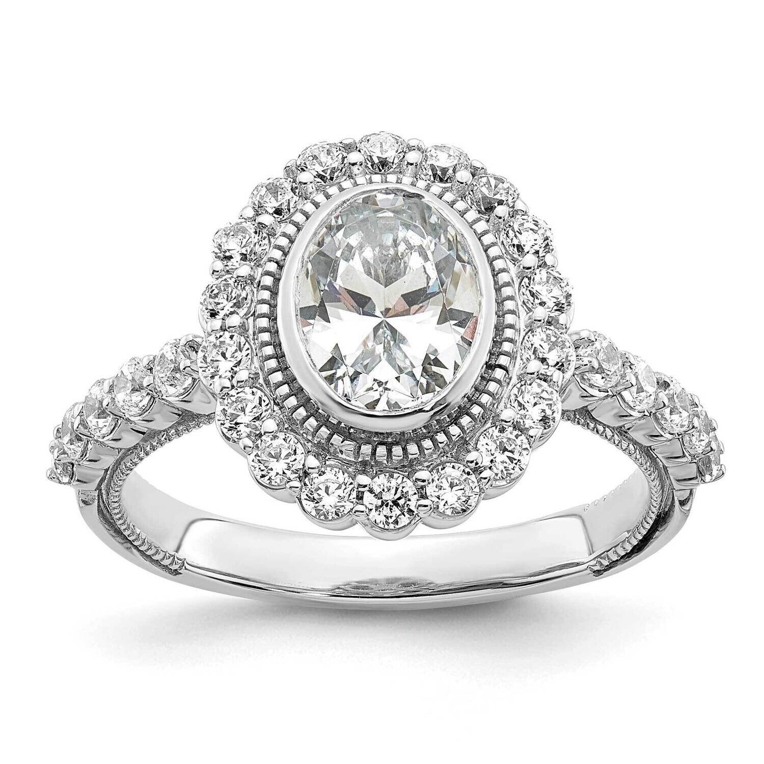 Halo Plus Holds 1 Carat 7.6X5.7mm Oval Center Bezel 3/4 Carat Diamond Semi-Mount Engagement Ring 14…