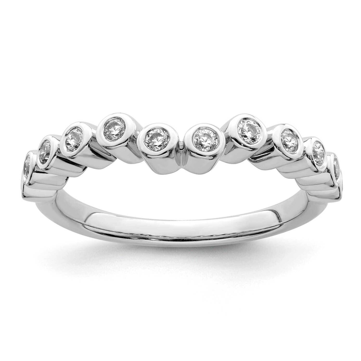 1/6 Carat Diamond Bezel Contoured Complete Wedding Band 14k White Gold RM7894B-016-WAA