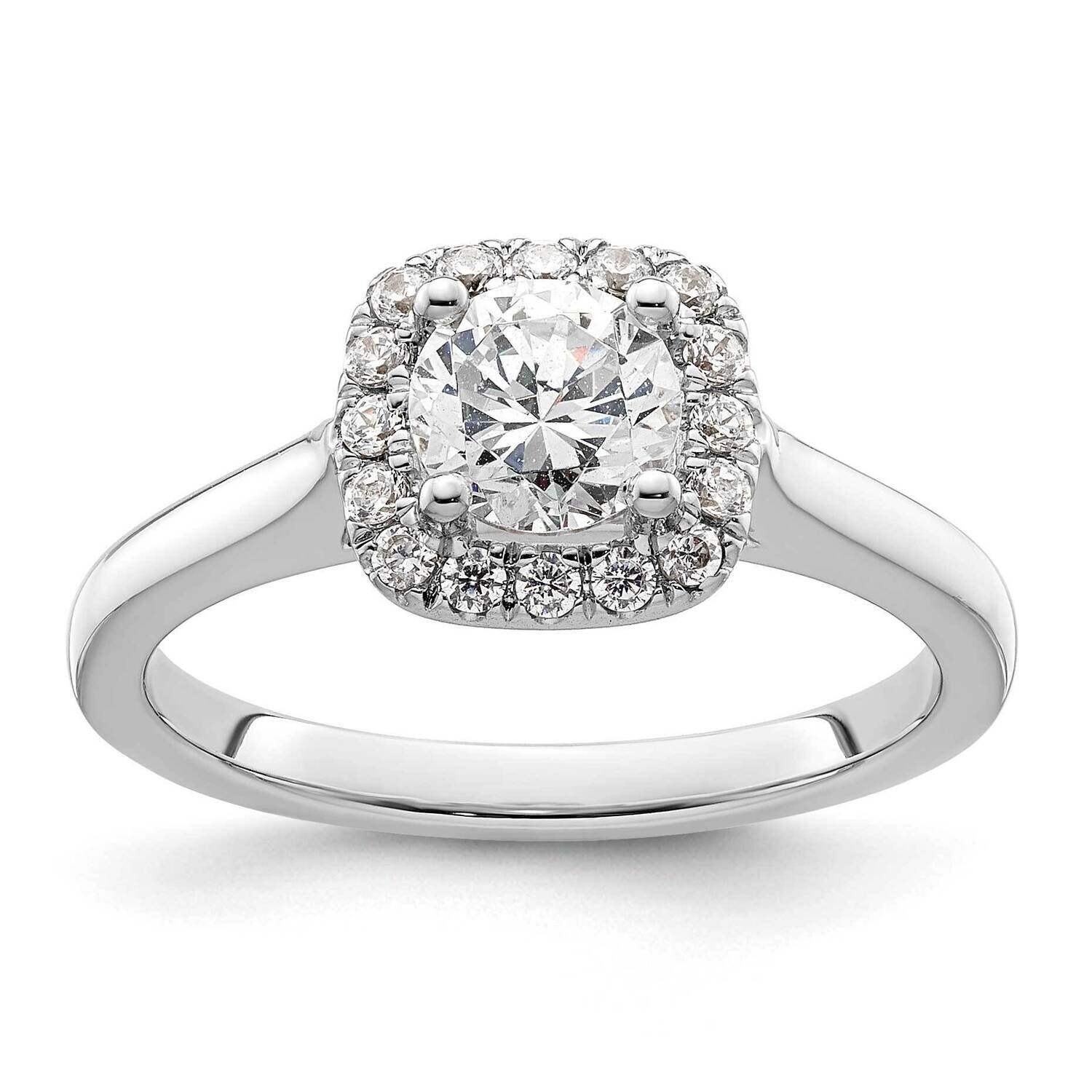 Halo Holds 3/4 Carat 5.8mm Round Center 1/5 Carat Diamond Semi-Mount Engagement Ring 14k White Gold…